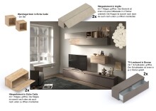 Wohnwand >Ilary< in Argilla / Bronzo / Eiche Cadiz...