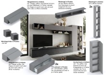Wohnwand >Ilary< in Ardesia / Piombo, Holzwerkstoff...
