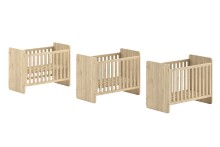 Babybett >Sam< in Eiche Melamin Dekor, Holzwerkstoff - 124,8x95,1x65,8cm (BxHxT)