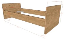 Babybett >Sam< in Eiche Melamin Dekor, Holzwerkstoff - 124,8x95,1x65,8cm (BxHxT)