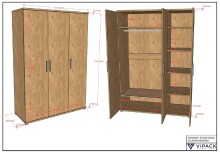 Drehtürenschrank >Sam< in Eiche Melamin Dekor - 150,5x199,2x59 (BxHxT)