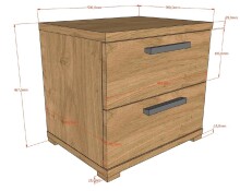 Nachtkommode >Sam< in Eiche Melamin Dekor - 50x50x46,7x39 (LxBxHxT)