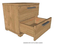 Nachtkommode >Sam< in Eiche Melamin Dekor - 50x50x46,7x39 (LxBxHxT)