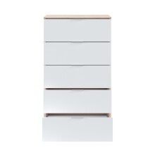 Hochkommode >CHEST< in Weiß / Canadian Eiche Dekor - 60x110x40 (BxHxT)