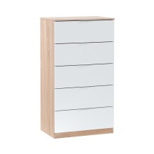 Hochkommode >CHEST< in Weiß / Canadian Eiche Dekor - 60x110x40 (BxHxT)