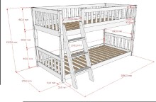 Etagenbett >Ronald< in Kiefer Weiß lackiert - 210x121,5x129 (BxHxT)