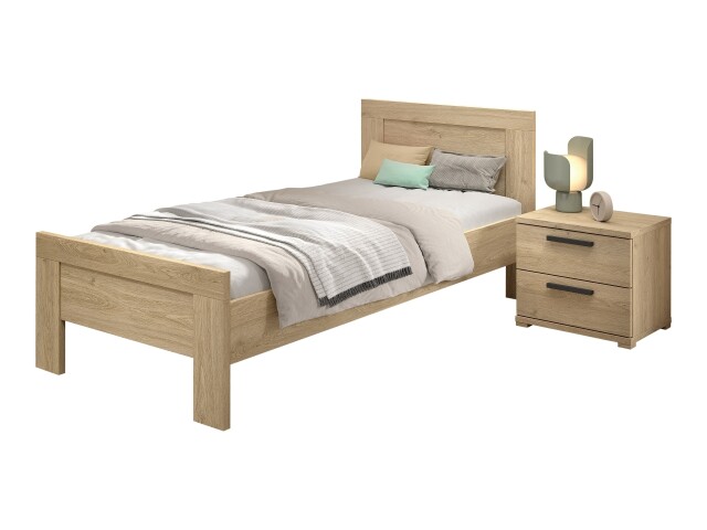 Bett-Set >Sam< (2er-Set) in Eiche Melamin Dekor - 94,6x87x206,4 (BxHxT)