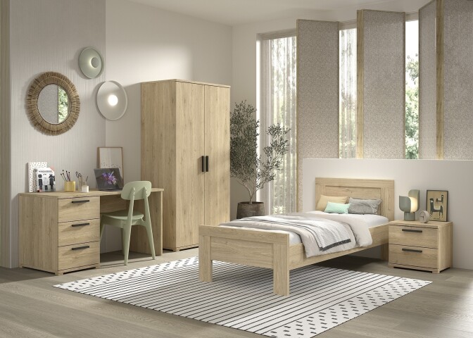 Schlafzimmer-Set >Sam< (4-teilig) in Eiche Melamin Dekor, Holzwerkstoff