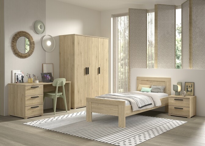 Schlafzimmer-Set >Sam< (4-teilig) in Eiche Melamin Dekor, Holzwerkstoff
