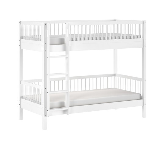 Etagenbett >Buche massiv< in Weiß, Buche massiv - 207,5x175,4x97,5cm (BxHxT)