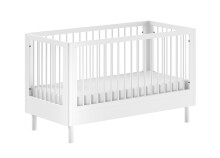 Babybett >Buche massiv< in weiß lackiert -...