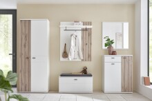 Garderobenschrank >Menaro< in weiss / Viking Oak Dekor - 75x198x37 (BxHxT)