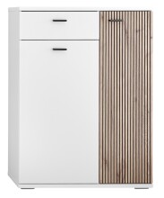 Schuhkommode >Menaro< in weiss / Viking Oak Dekor -...