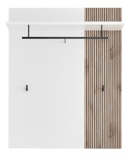 Garderobenpaneel >Menaro< in weiss / Viking Oak Dekor - 90x112x29 (BxHxT)