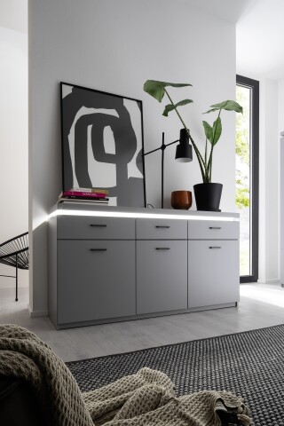Sideboard >Sona< in Arktis grau, Holzwerkstoff - 156x83x44cm (BxHxT)