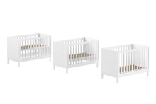 Babybett >Eva< in Weiß, Massivholz und MDF - 125x85,2x66,2cm (BxHxT)