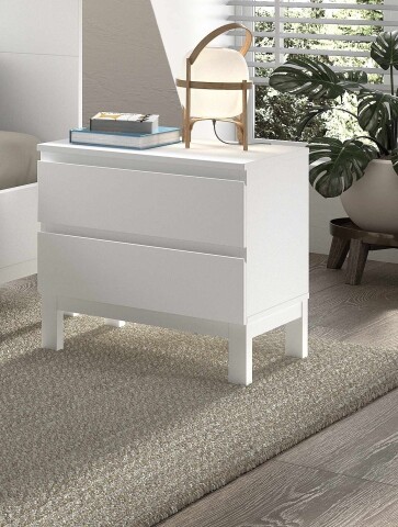 Nachtkonsole >Eva< in Weiß, Kiefer massiv und MDF - 50x54x45cm (BxHxT)