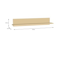 Wandboard >Alice Springs< in Buttergelb - 154x25,6x21,2cm (BxHxT)