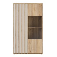 Stauraumvitrine >ARANK< in Mauvella Eiche/ Sand - 93,1x161,7x41,7cm (BxHxT)
