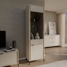 Stauraumvitrine >SERAVEL< in Sand / Mauvella Eiche...