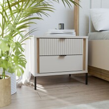 Nachtkommode >SERAVEL< in Sand / Mauvella Eiche...