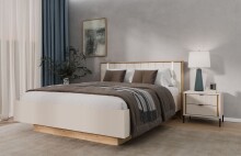 Bett >SERAVEL< in Sand / Mauvella Eiche Dekor -...