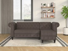 Ecksofa >Firenze< in Braun, Mikrofaser - 241x83x154cm (BxHxT)