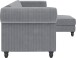 Ecksofa >Firenze II< in Grau, Samt-Cord - 241x83x154cm (BxHxT)