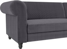 Ecksofa >Firenze II< in Grau, Samt-Cord - 241x83x154cm (BxHxT)