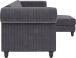 Ecksofa >Firenze II< in Grau, Samt-Cord - 241x83x154cm (BxHxT)
