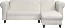 Ecksofa >Firenze II< in Creme-Weiß, Samt-Cord - 241x83x154cm (BxHxT)