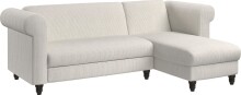 Ecksofa >Firenze II< in Creme-Weiß, Samt-Cord - 241x83x154cm (BxHxT)