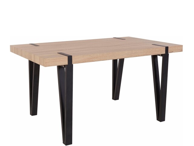 Esstisch >Sevilla< in Eiche Dekor, MDF / Metall - 150x76x90cm (BxHxT)