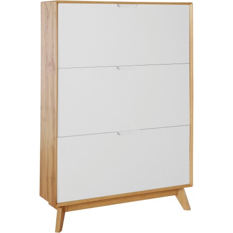 Schuhkipper >Essen< in Weiß / Eiche Dekor - 89x125x24cm (BxHxT)
