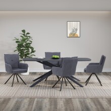 Esstisch >Dresden< in Schwarz, MDF - 200x76x100cm (BxHxT)