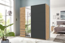 Schwebetürenschrank >NORDEN< GRAPHIT + EICHE...