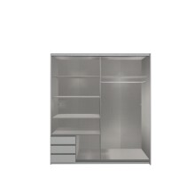 Schwebetürenschrank >NORDEN< GRAPHIT + EICHE DEKOR + SPIEGEL - 179x198x65cm (BxHxT)