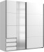 Schwebetürenschrank >NORDEN< in WEISS + SPIEGEL - 179x198x65cm (BxHxT)