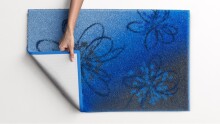 Badematte >LUSIA< in blue, 100% Polyacryl SUPERSOFT - 60x50x1,8cm (LxBxH)