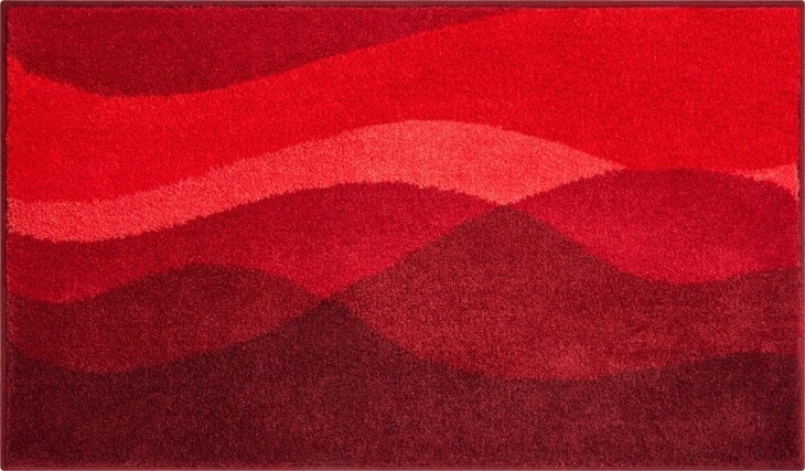 Badematte >HILLS< in rubin, 100% Polyacryl SUPERSOFT - 100x60x2cm (LxBxH)