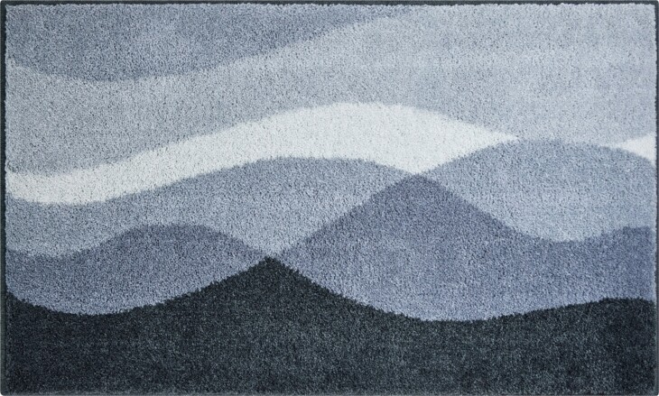 Badematte >HILLS< in anthrazit, 100% Polyacryl SUPERSOFT - 100x60x2cm (LxBxH)