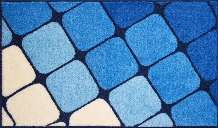 Badematte >SHANGA< in blau, 100% Polyacryl SUPERSOFT - 100x60x2cm (LxBxH)