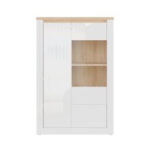 Highboard >DURAOAK< in Weiss Glanz / Wildeiche...