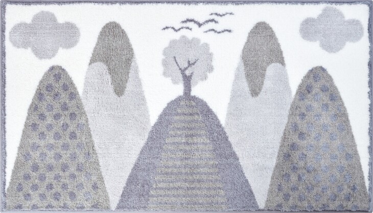 Badematte >MOUNTAINS< in grey, 100% Polyacryl SUPERSOFT - 90x60x1,7cm (LxBxH)