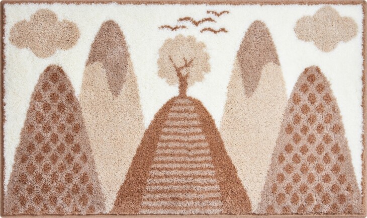 Badematte >MOUNTAINS< in beige, 100% Polyacryl SUPERSOFT - 140x80x1,7cm (LxBxH)