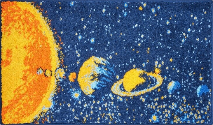 Badematte >PLANETS< in dark blue, 100% Polyacryl SUPERSOFT - 90x60x1,7cm (LxBxH)
