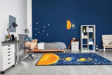 Badematte >PLANETS< in dark blue, 100% Polyacryl SUPERSOFT - 140x80x1,7 (LxBxH)