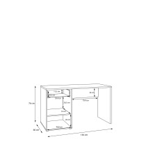 Schreibtisch >ARANK< in Mauvella Eiche Dekor / Sand - 130x76x60cm (BxHxT)