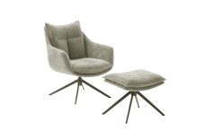 Drehsessel >PARKER< 360° drehbar, Loungesessel inkl. Hocker cappuccino - 76x83x79cm (BxHxT)
