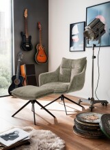 Drehsessel >PARKER< 360° drehbar, Loungesessel inkl. Hocker cappuccino - 76x83x79cm (BxHxT)